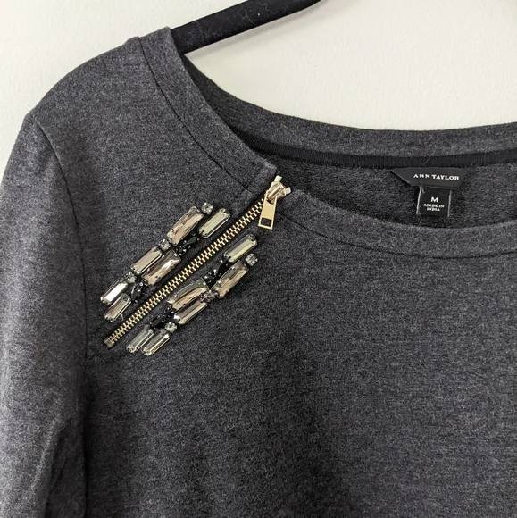 Ann Taylor Rhinestone Embellished Sweatshirt - Picture 2 of 4